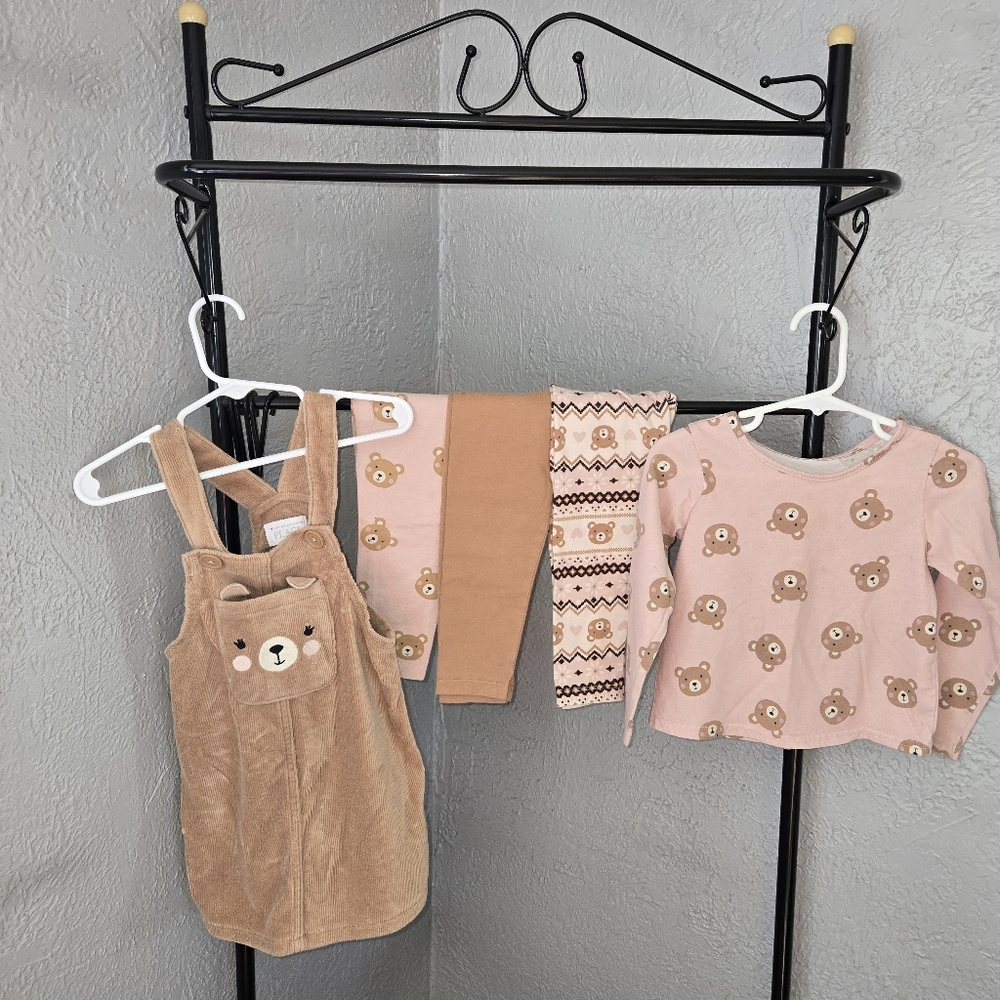 The Children's Place Bear-Themed Outfit Set - Pink and Tan